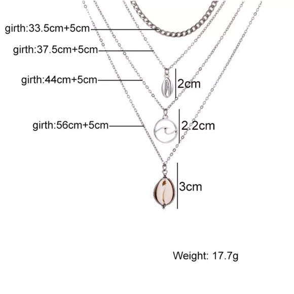 NEW seashell wave seashell layered silver necklace - Picture 4 of 4